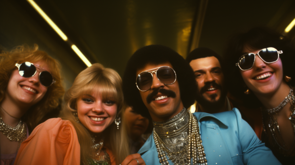 Image of group of people from the 1970s wearing jewelry