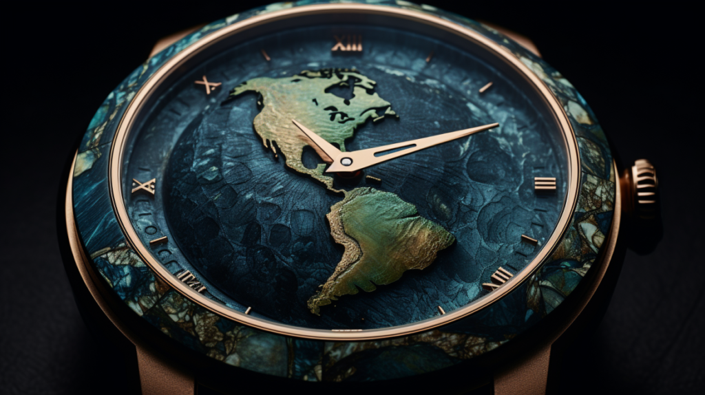 Photo showcasing watch with earth dial