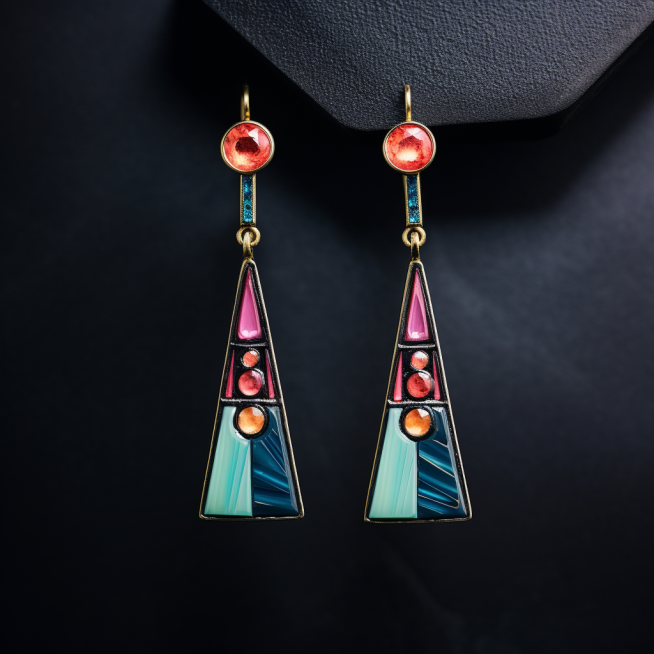 photo of pair of asymmetrical gemstone earrings