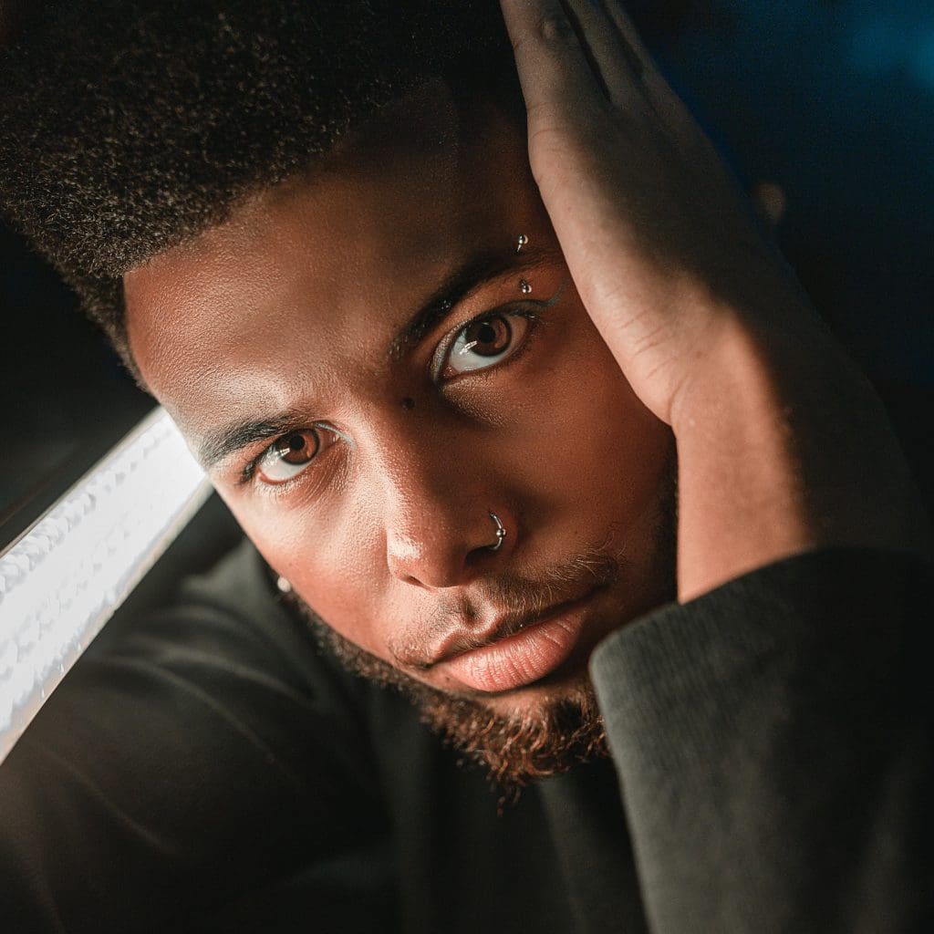 Image showing man with eyebrow piercing and nose ring
