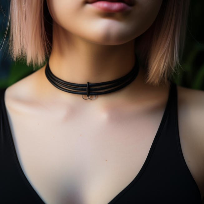 photo of 90s black choker necklace on neck