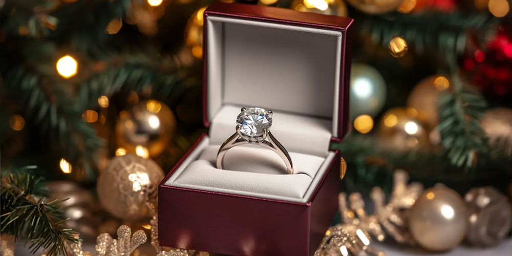 Diamond Engagement Ring in Box for Holiday Engagements Four Cs of a Diamond Featured Image