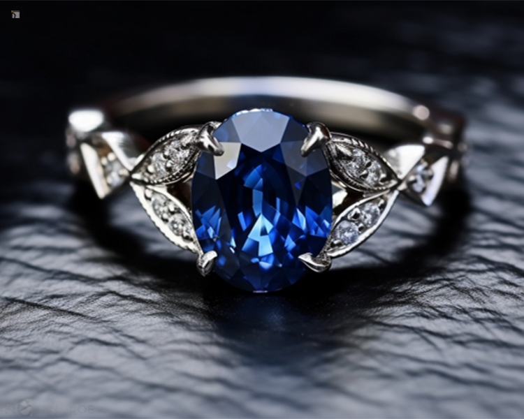Restored Sapphire Diamond Gemstone Engagement Ring Displayed