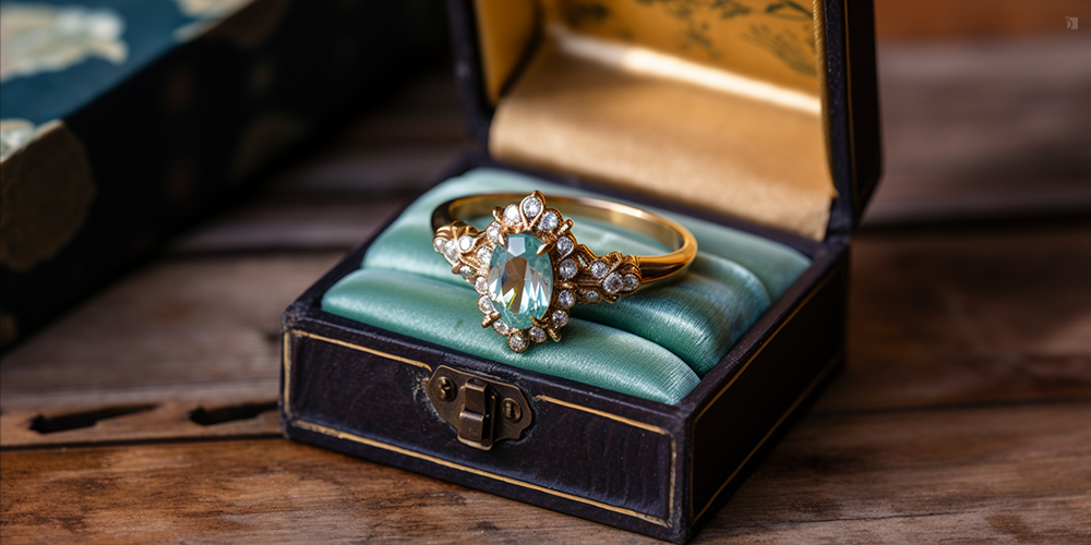 Vintage Aquamarine Gemstone Ring Heirloom Jewelry