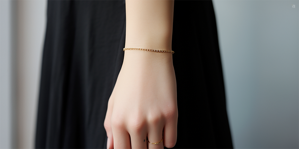 Simple Permanent Jewelry Gold Chain Bracelet Welded on Wrist Minimalist Casual Outfit