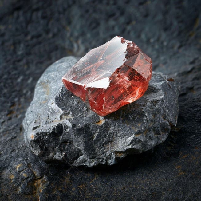 Photo of raw and uncut red diamond gemstone