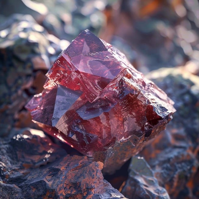 Photo of raw red diamond gemstone in the rough