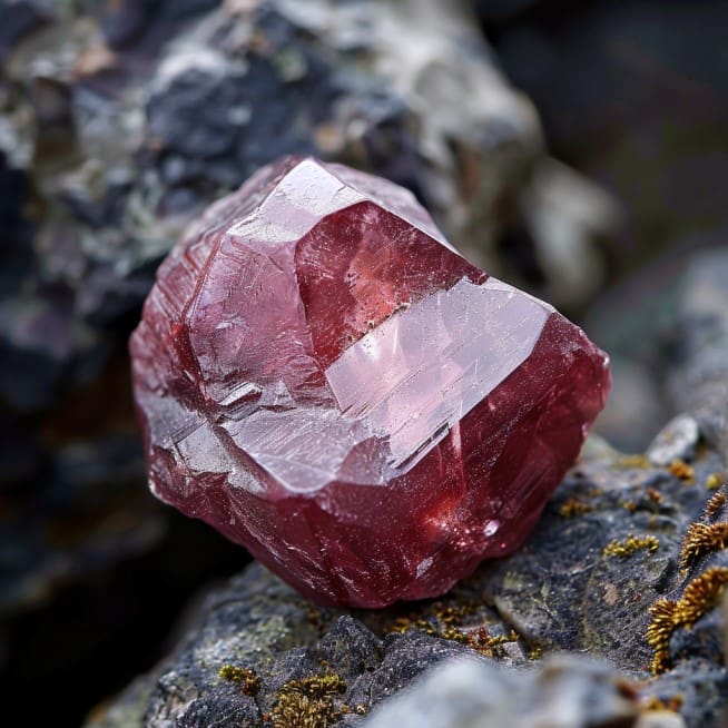 Photo of raw red diamond gemstone