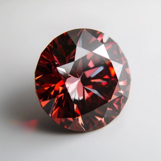 Photo of round cut red diamond gemstone