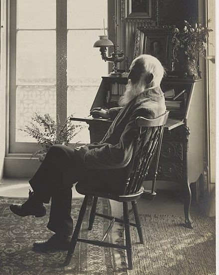 Photo of Charles Lewis Tiffany sitting in his home circa 1902.