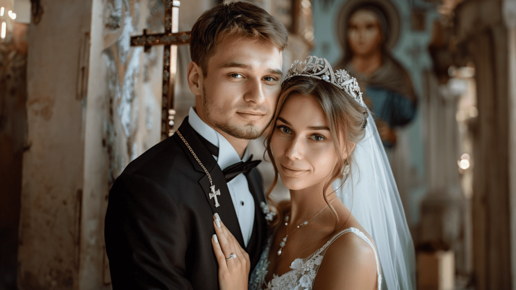 Photo of Russian wedding couple