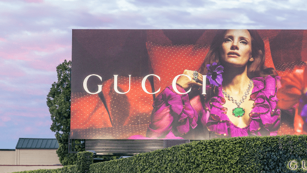 Photo of Gucci billboard featuring Jessica Chastain.