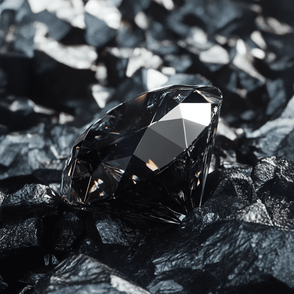 Image showcasing black diamond in the rough
