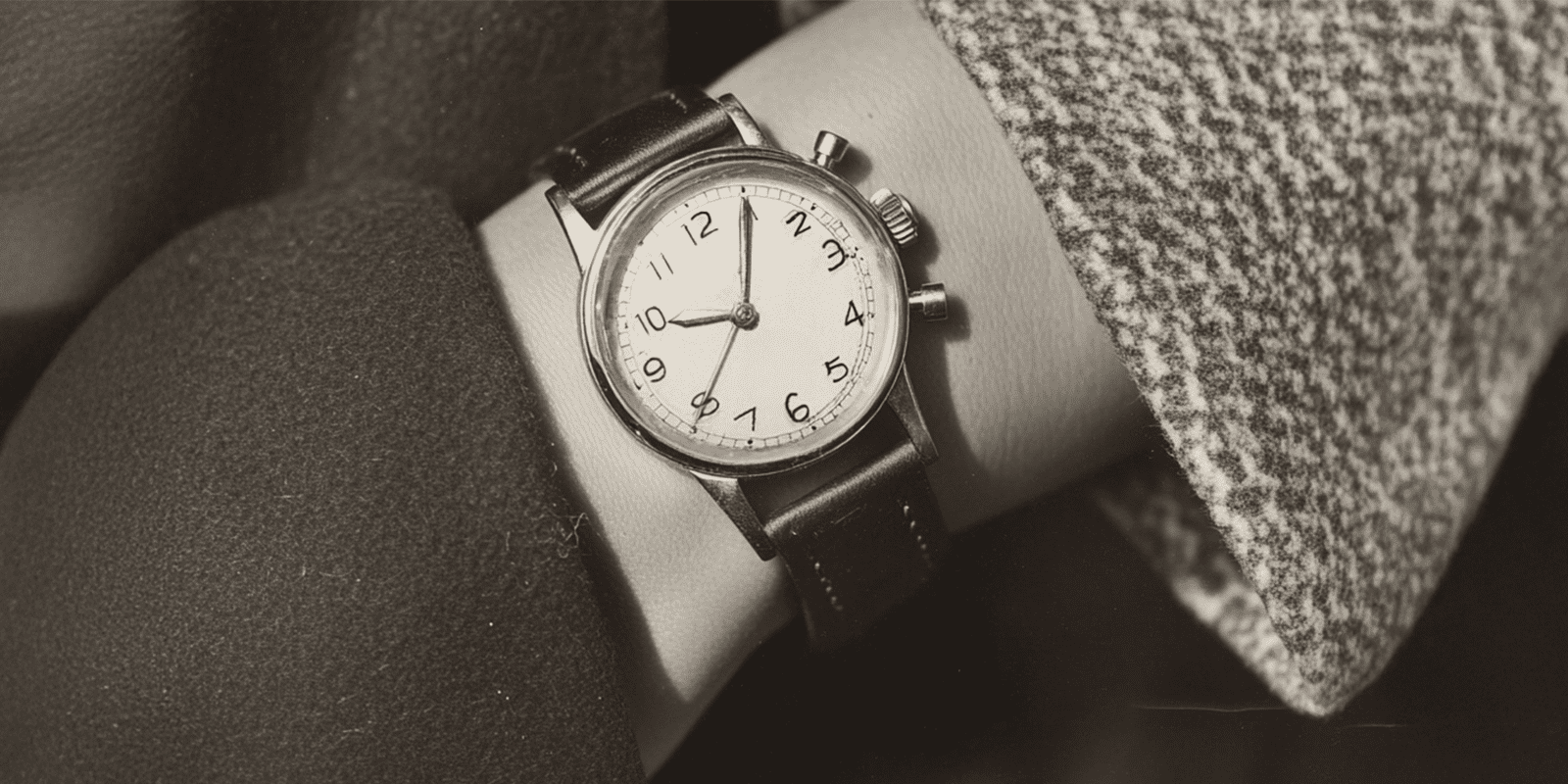 Image of man in the 1940s wearing wristwatch