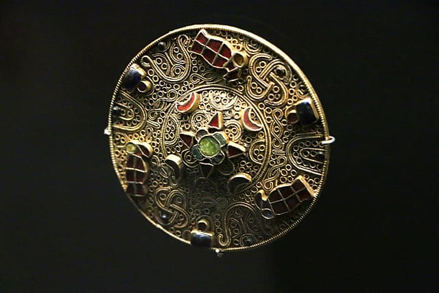 Image showing ancient gold and gemstone brooch from Roman Empire