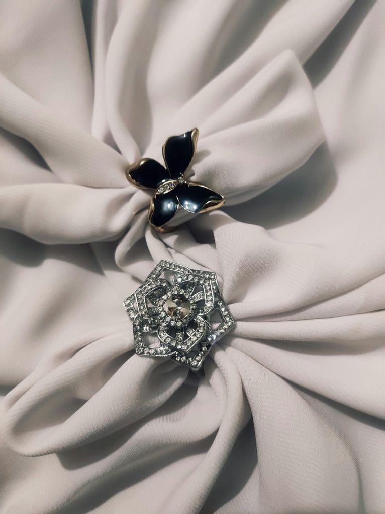 Image showing butterfly brooch and diamond flower brooch