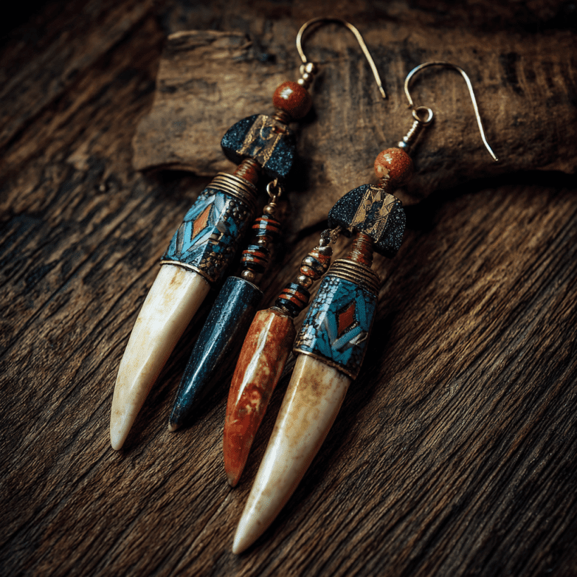 Image of Native American bone earrings