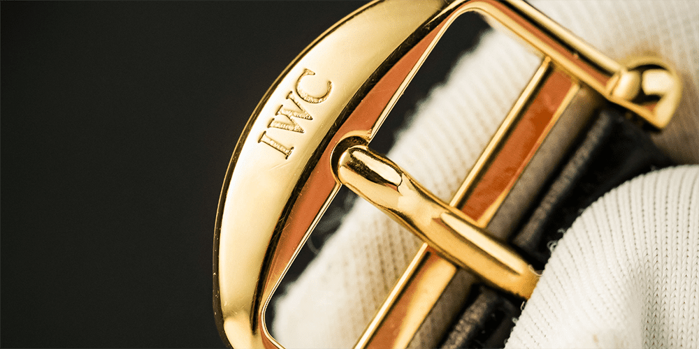 Close Up of IWC Strap Buckle for Authorized IWC Schaffhausen Watch Repair My Jewelry Repair