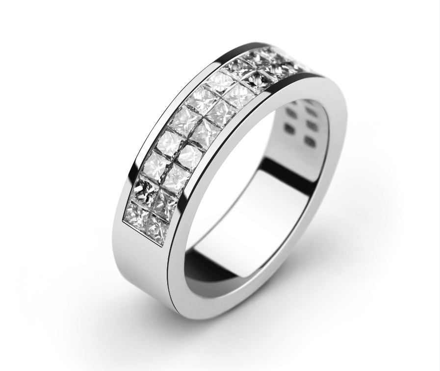 White gold rhodium invisible setting ring